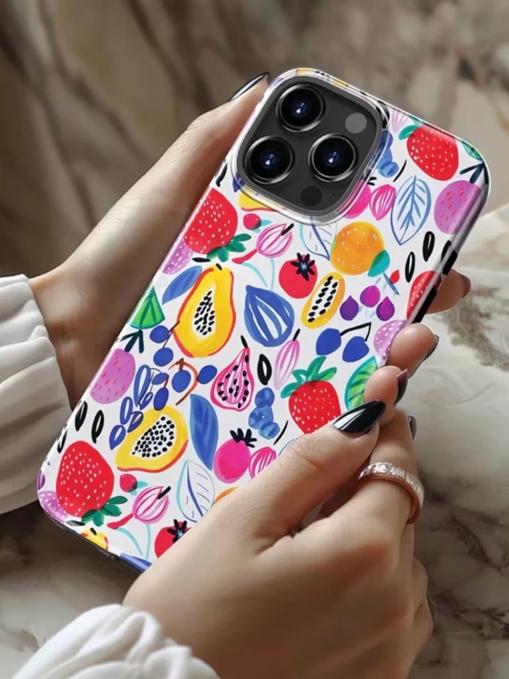 Fruity Delight iPhone 16 Pro Case Cute Hard Shell + Silicone Cover Protective